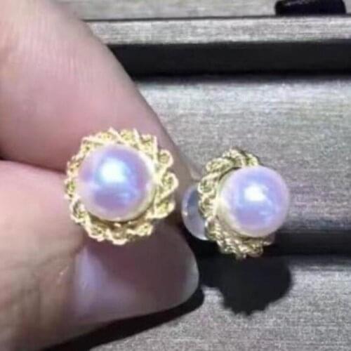 Charming AAA round 10-11mm south sea white pearl earring 18k