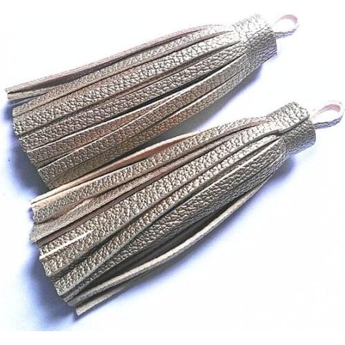 15pcs wholesale golden leather tassel pendants for charming womens necklace bracelets making chock fashion size 8cm length