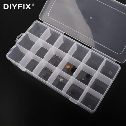 DIYFIX Small Component Jewelry Tool Transparent Plastic Box For Terminal Electronic Screw Parts Bead Pills Organizer Nail Case