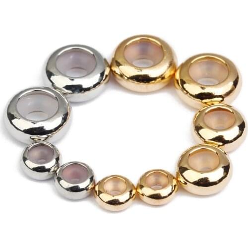 10pcs/Lot 6/8/10mm Stainless Steel Spacer Beads Loose Beads With Silicone Rubber For Bracelet Jewelry Making Diy Accessories