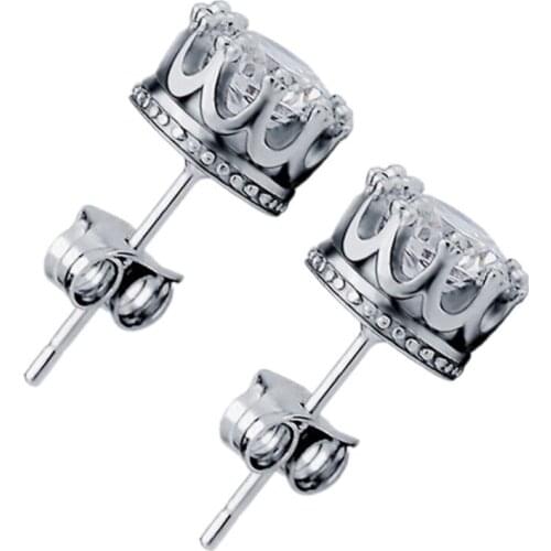 Crown Shaped Stud Earrings Fashion Jewelry Unisex Trendy Crystal Earrings EAR-0338