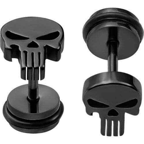 YongGang 100pcs Rock Skeleton Earring Stud for Men Unisex Women Punisher Skull Gothic Biker Punk Ear Stud Earrings