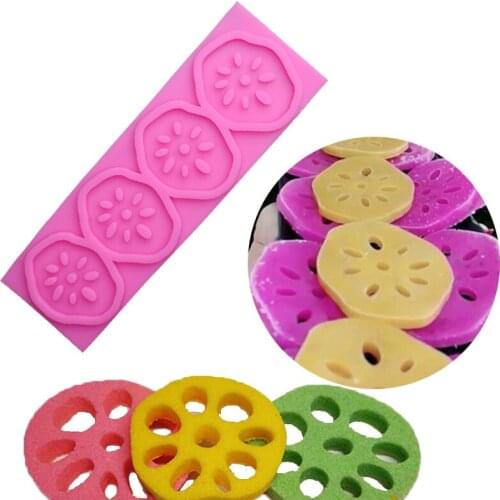 Lotus Root Film Silicone Mold 4 With Ice Cubes Cake Decoration Baking Mold Diy Ice Cube Candy Chocolate Kitchen Baking Mold