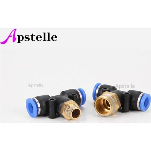 Air Connector Fitting T Shape Tee 6mm 8mm 10mm 12mm 4mm Hose Pipe to 1/8" 1/4" M5 3/8" 1/2" BSPT Male Thread Pneumatic Coupler