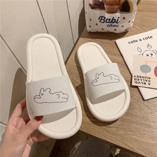 2020 New Slippers Women Summer Thick Bottom Indoor Home Couples Home Bathroom Non-slip Soft Ins Tide To Wear Cool Slippers