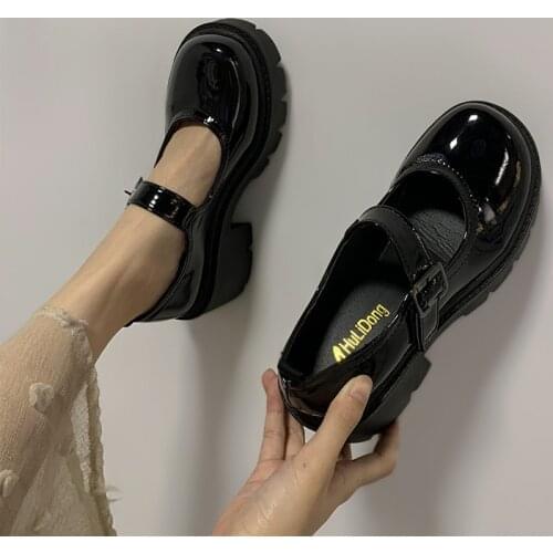 Jk Uniform Shoes Spring Mary Jane Shoes Womens Buckle Strap High Heels Retro Platform Lolita Shoes Woman low Heel shoes 2021