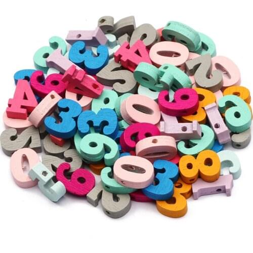 50-100pcs 16mm Mixed Wood Number Beads Digital Loose Spacer Beads For Jewelry Making Diy Handmade Bracelet Necklace Kids Toys