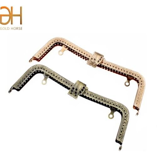 20CM Concave Frame Embossing Metal Leaves Kiss Clasps Lock For Bags Clutch Bag Hardware Purse DIY Sew Accessories