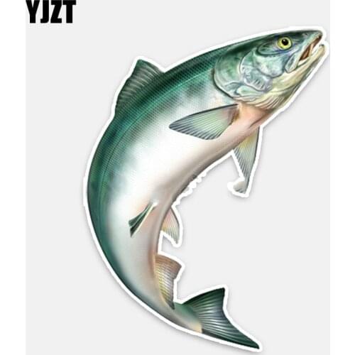 YJZT 12.2CM*16CM Novelty Animal Jumping Fish PVC Car Sticker Accessories Decal 5-0297