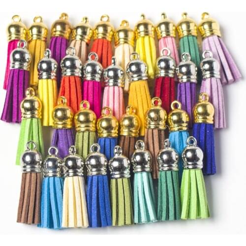 20 Colors 35 mm Suede Tassel for Keychain Cellphone Straps Jewelry Charms,70 pcs Leather Tassels DIY Accessories