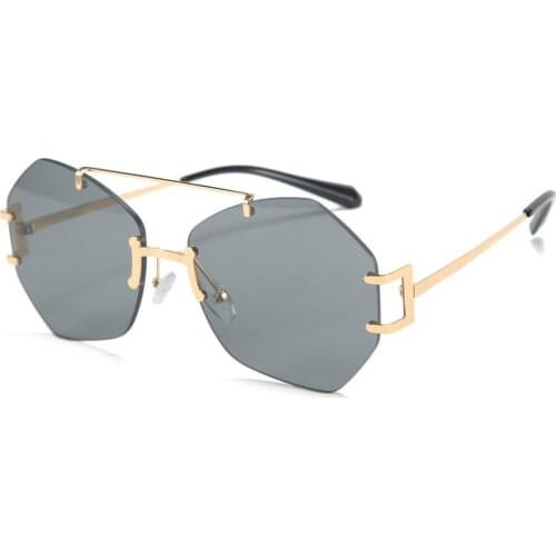 Veshion Metal Frameless Sunglasses for Women Irregular Gold Brown 2021 Fashion Sun Glasses Vintage Uv400 Gifts Christmas