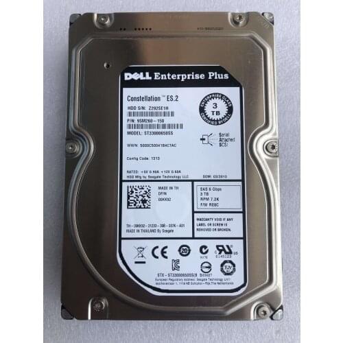 Dell EqualLogic plus T33000650SS 00KK92 3.5 SAS EQ Hard Drive HDD