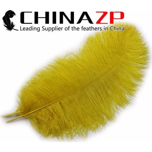 Gold Manufacturer CHINAZP Factory Size 16~18inch(40~45cm) 100pcs/lot Selected Quality Dyed Yellow large Ostrich Feathers