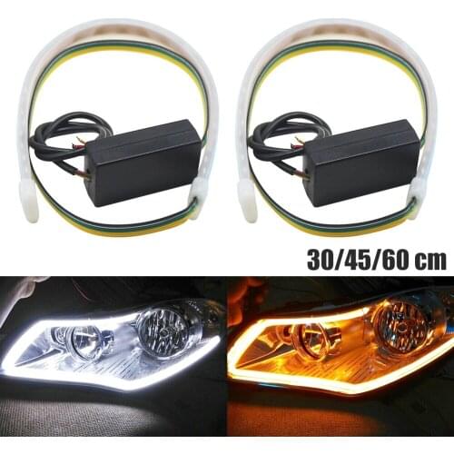 2X LED Strip Light 30cm 45cm 60cm Car Flexible Soft Tube DRL Strips For Car Headlight Daytime Running Light Moto Decoration Lamp