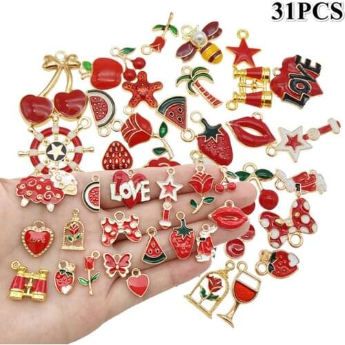 31Pcs DIY Alloy Star Love Pendants Earring Necklace Bracelet Jewelry Accessories Jewelry Pendant DIY Apparel