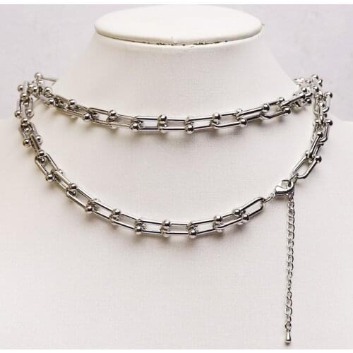 5 Strand White necklace handmade jewelry necklace U shape Long necklace gift for lady Punk style Hip pop jewelry gift 9767