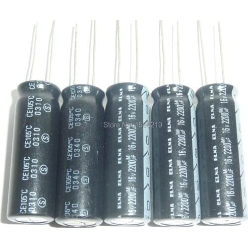 50pcs 2200uF 16V ELNA 10x30mm TOP GRADE Original 16V 2200uF Aluminum Electrolytic capacitor