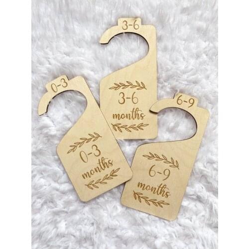 7pcs Baby Closet Dividers Wardrobe Labels for Infant Clothing Baby Shower Gift Wooden Nursery Decor Signs Organization