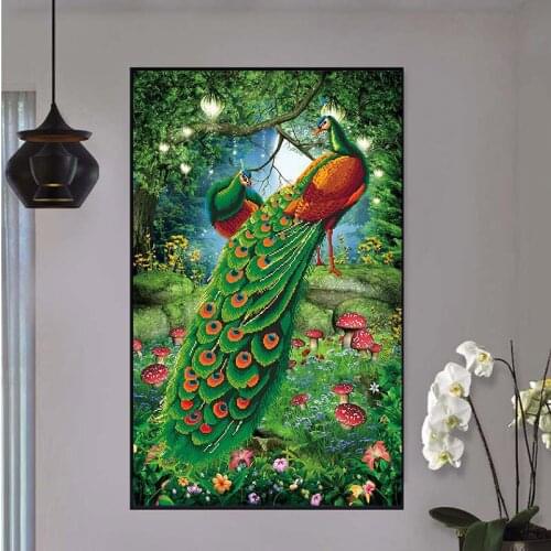 5D Diy Diamond Painting peahen Full Square Round Handmade Mosaic Diamond Embroidery New year decoration Home DecorationZP-3611