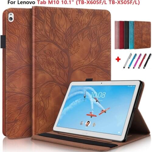 For Lenovo Tab M10 Case 10.1 10.1" TB-X605F L TB-X505F L X605F Embossed 3D Tree PU Leather Tablet For Lenovo Tab M10 10 1 Cover