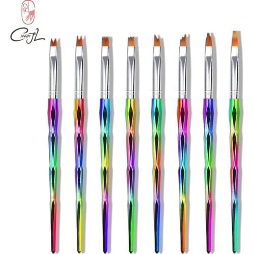 CHNRMJL 8Designs/Set French Moon Smile Gradient Nail Brush Drawing Painting Flower Pen Acrylic UV Gel Nails Art Manicure Tools