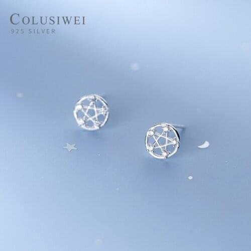 Colusiwei Fashion Simple 925 Sterling Silver Twinkling Zircon Sweet Lovely Star Stud Earrings for Women Fine Jewelry Kids Gift