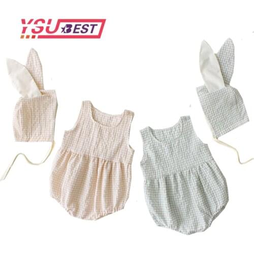 0-3Y New Born Baby Clothes Summer Baby Girl Sleeveless Jacket 2019 Baby Bodysuits Baby Girl Clothes Jumpsuit Cartoon Rabbit Ears