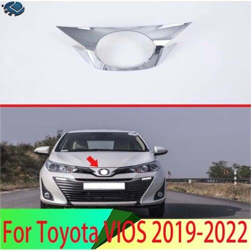 For Toyota VIOS 2019 Car Decoration ABS Chrome Front mark on both sides of the middle net cover frame