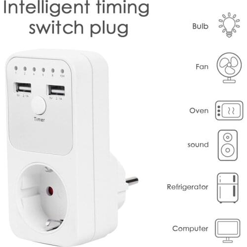 Electronic Digital Timer Switch EU Plug Kitchen Outlet 230V 50HZ Timing Socket Use and Charge Electrical Equipment Together