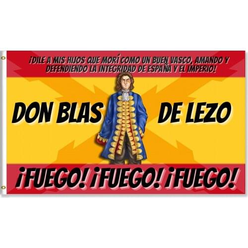 Flag of Spain Spanish Empire with Cross of Burgundy Blas de Lezo Fire IFUEGO Banner 3x5FT 100D Polyester