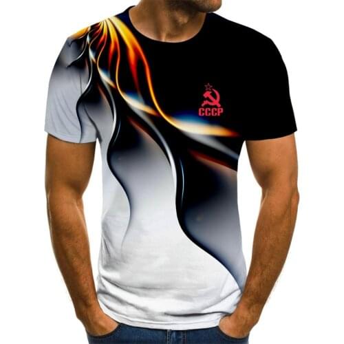 Russian flame New Print Fashionable Mens T-shirt CCCP Russia revolution Футболка Mens Short Sleeve T-shirt Moscow Male Tees