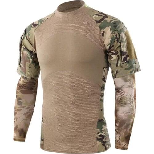 Men Summer Tactical T-shirt Free Sleeve Army Combat Top Military Paintball Hunt Camouflage Clothing for Cycling and Outdoor K039