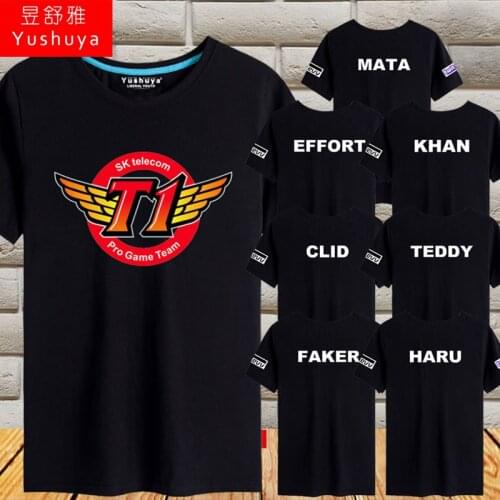 Hot Game LOL SKT T1 Player Team Uniform T-shirt Summer Cotton FAKER T-shirt S-3XL Plus Size in Stock New Free Shipping