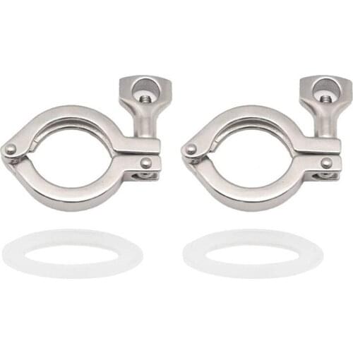 JFBL Hot 2Pcs Tri-Clamp Steel Single Pin Heavy Duty Tri Clamp with Wing Nut for Ferrule TC with Silicone Gasket 2 Inch