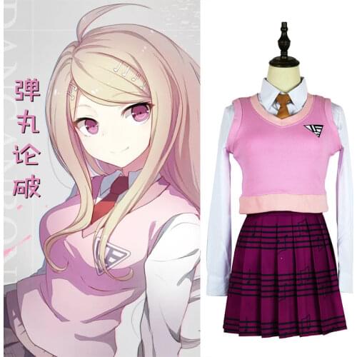 Unisex Anime Danganronpa V3: Killing Harmony Akamatsu Kaede Cosplay Costume Cartoon Halloween Uniform Dress Suit Full Set