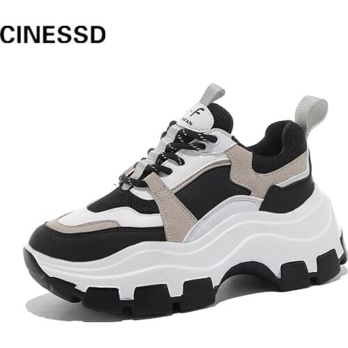 Women Sneakers Womens Lace Fashion Breathable Platform Thick Bottom Female Casual Black White Shoes Up Vulcanized Drop Shipping