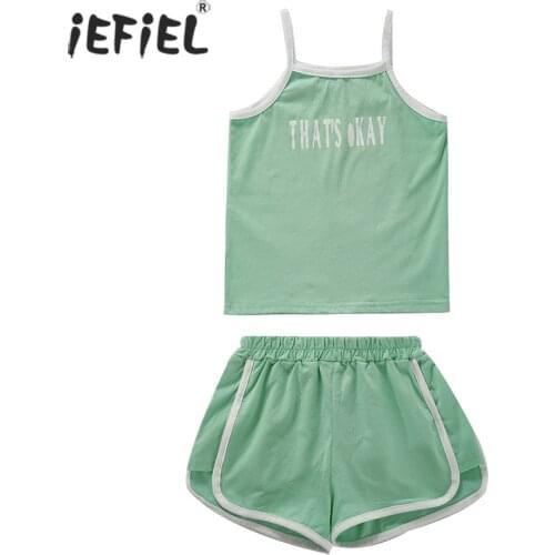Summer Toddler Girls Clothes Set Sleeveless Letter Print Vest Crop Tops Shorts Kids Suit Children Streetwear Clothing 1 2 4 5 6Y