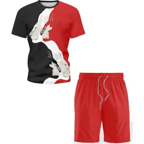 New Mens T-shirt + Shorts Set 2021 Summer Sportswear Jogging Pants T-shirt Streetwear Harajuku