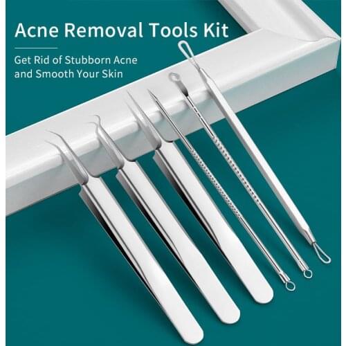 Set of Acne Blackhead Remover Needles Extractor Stainless Steel Pimple Blemish Comedone Clip Tweezer Beauty Face Care Tools