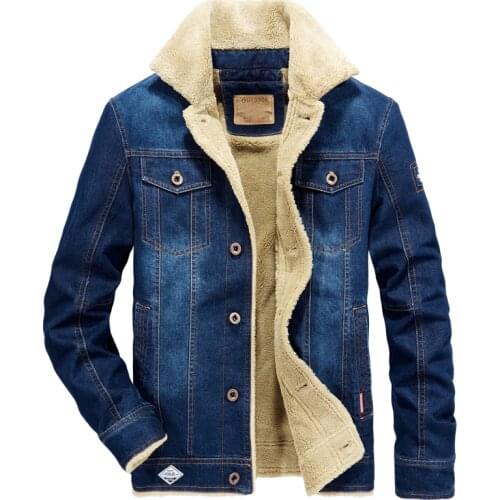 New Winter jacket men brand denim jacket with fur fashion retro thick warm jeans jackets men jaqueta masculina