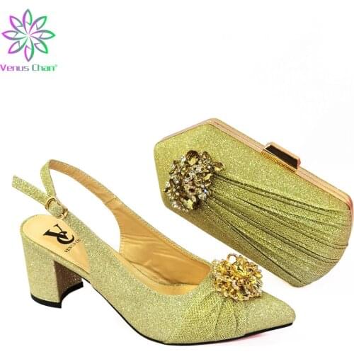 Latest Design Nigerian Style Shoes and Bag Set Summer High Heeled Shoes for Women Italian Matching Shoe and Bag Set for Wedding