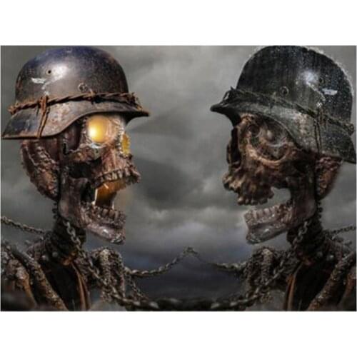 Full 5D DIY Diamond Painting Skull Flame Rose Embroidery Soldier Skeleton Pictures Rhinestones Living Room Decor FC564