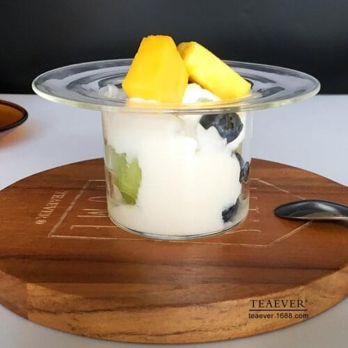 Transparent straw hat glass bowl dessert bowl yogurt cup fruit plate fashion small fresh plate I photo prop plate fruit plate