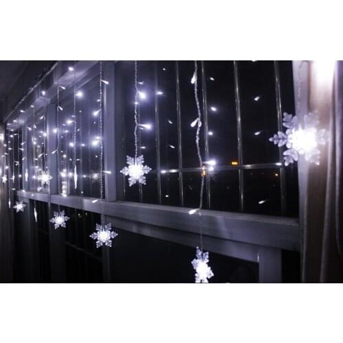 Multi-color 4m LED Holiday Curtain Decoration Christmas Wedding Light String Strip 100 SMDs 18 Snowflake Lamp 110V/220V