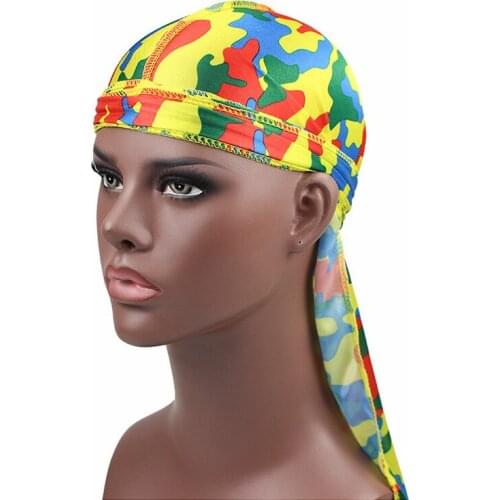 Silky Durag for Men Bandanas Women Doo Rag Cap Dew Rag Long Tail Headwraps Hat Black Durags Headwear 2019 VERVAE