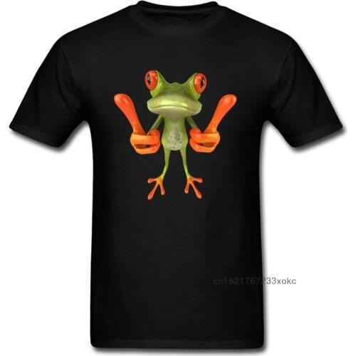 Tropical Red Eye Tree Frog Thumb Up 2018 Funny Men Black T-shirt 3D Cartoon Print Short Sleeve Tee Shirt Birthday Top Gift