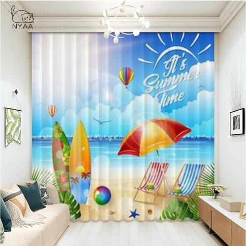 Tropical Holiday Banner Curtains Of Beads Hospital Palm Beach Curtains Kitchen Window Printed Curtain Blackout Micro Shading