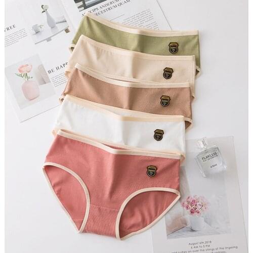Womens Underwear Cotton Panties Women Sexy Mid-Waist Briefs Soft Breathable Panties For Women Underpants Wholesale