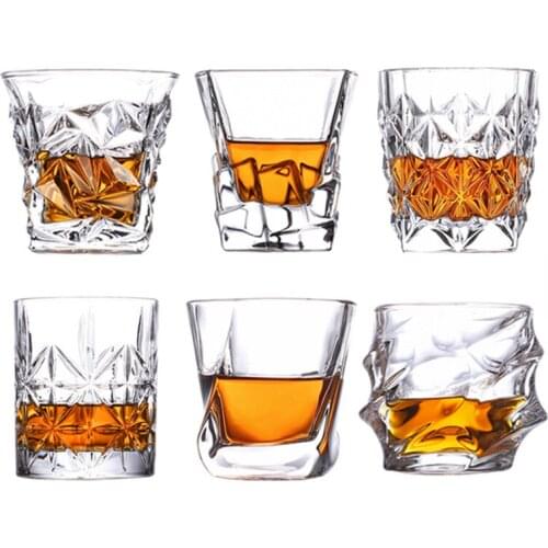 Italian Quality Crystal Wine Glass KTV Bar Whiskey Glass Household Beer Mug Water Cup Drink Juice Cup Crystal Cutting Punk Cup