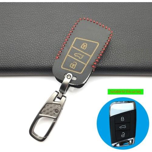 High Quality Leather Key Fob Case Holder for Volkswagen Skoda Superb Magotan Passat B8 A7 Golf Smart Remote Protector Skin Cover